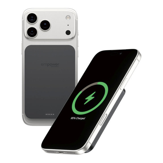 Bezprzewodowy PowerBank 5000 mAh, 20 W, kompatybilny z MagSafe, Qi2/USB-C, Space Black, empower