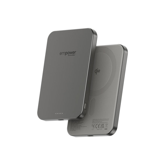Bezprzewodowy PowerBank 5000 mAh, 20 W, kompatybilny z MagSafe, Qi2/USB-C, Tytanowy, empower
