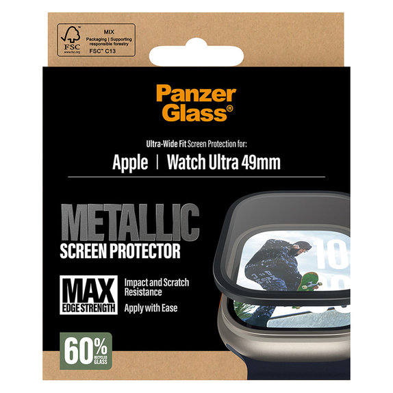 Szkło hartowane UWF METALLIC do Apple Watch Ultra 49 mm, Czarne, PanzerGlass