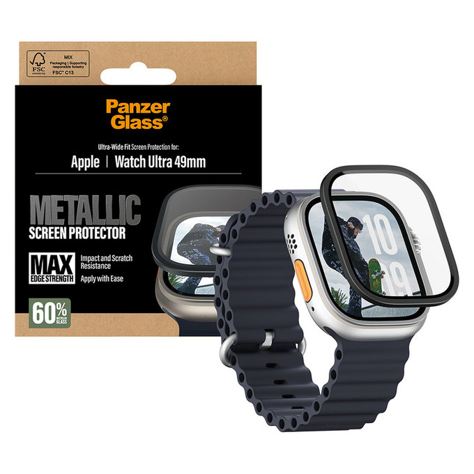 Szkło hartowane UWF METALLIC do Apple Watch Ultra 49 mm, Czarne, PanzerGlass