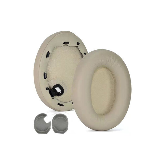 Zapasowe nauszniki do Sony WH-1000XM4, pianka memory i skóra PU, Beżowy, 1 para