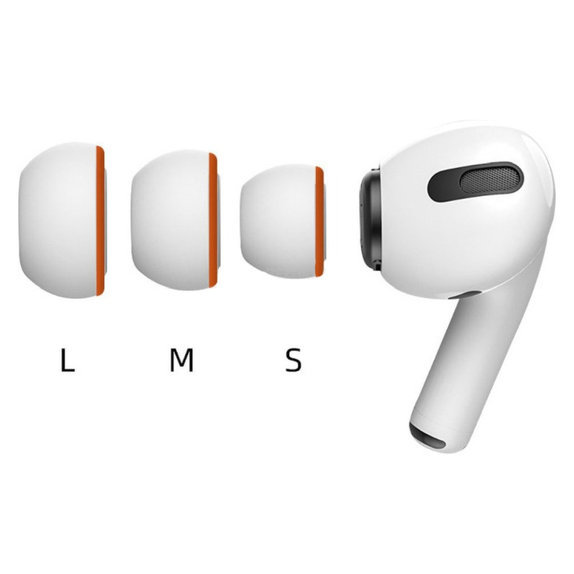 Zapasowe silikonowe końcówki do Apple AirPods 1, 2 Pro, M, pianka memory, Biały