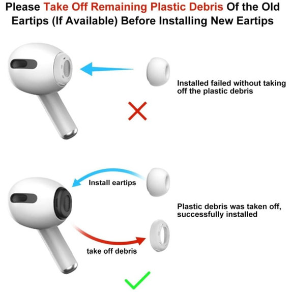 Zapasowe silikonowe końcówki do Apple AirPods 3 Pro, zestaw 3 szt. (L, M, S), Białe