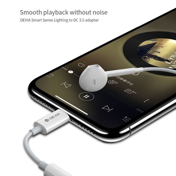 Adapter Smart 3,5mm Jack / Lightning, biały, Devia