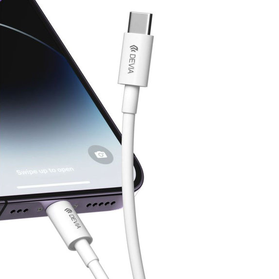 Kabel Lightning / USB-C Smart, PD 27W, 2m, biały, Devia