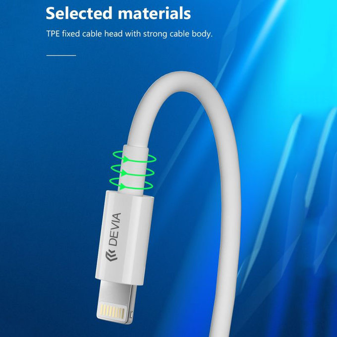 Kabel Lightning / USB-C Smart, PD 27W, 2m, biały, Devia