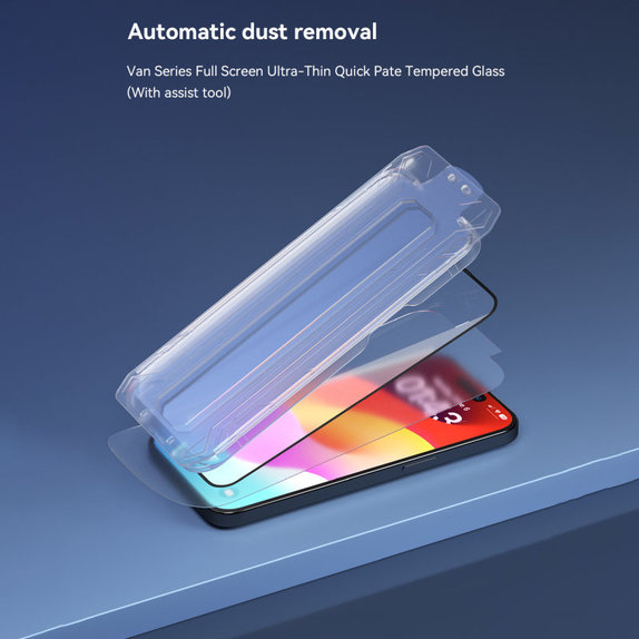 Szkło hartowane FullCover z aplikatorem do iPhone 15 Pro, Devia