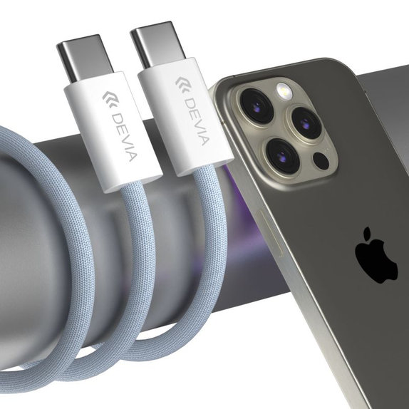 Kabel USB-C / USB-C Smart, PD 60W, 1m, biały, Devia