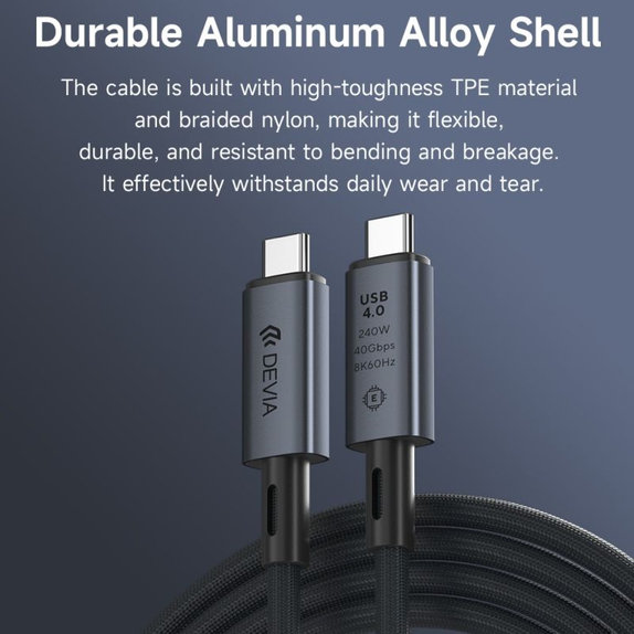 Kabel USB-C / USB-C Extreme Speed, 240W, 8K 60Hz, 1m, czarny, Devia
