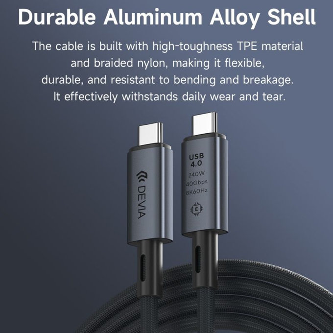 Kabel USB-C / USB-C Extreme Speed, 240W, 8K 60Hz, 1m, czarny, Devia