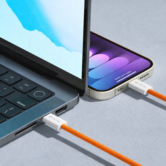 Kabel USB-C / USB-C Smart, PD 60W, 1m, pomarańczowy, Devia