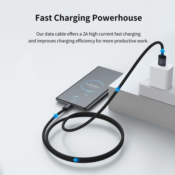 Kabel USB / USB-C Gracious, 2.1A, 2m, czarny, Devia