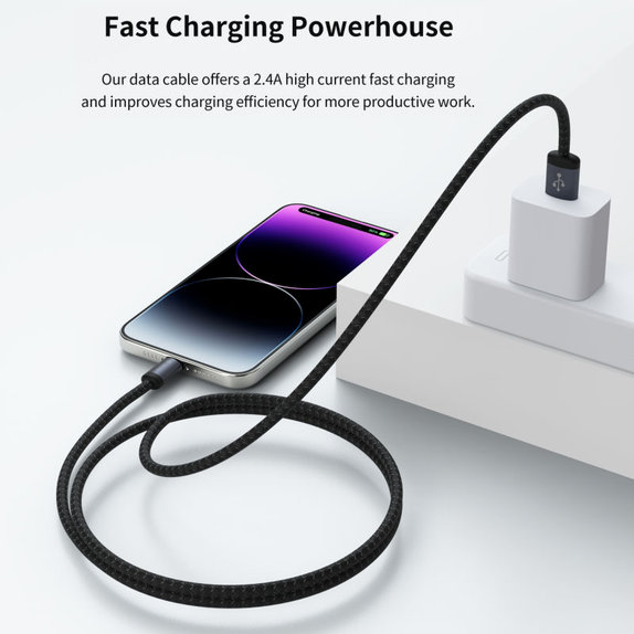 Kabel Lightning / USB Gracious, 2,4A, 1m, czarny, Devia