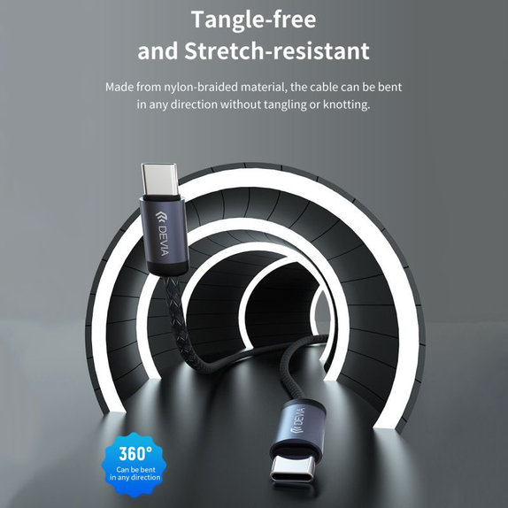 Kabel USB-C / USB-C Gracious, PD 60W, 2m, czarny, Devia