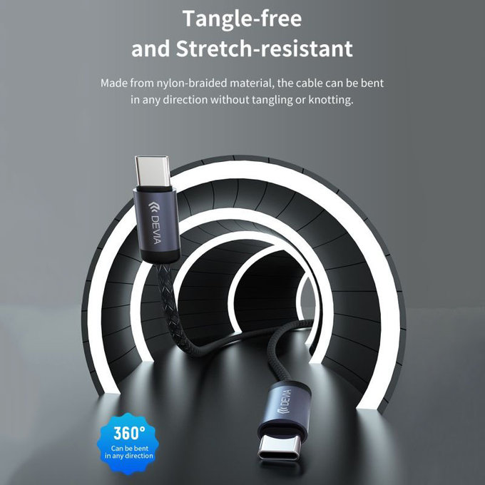 Kabel USB-C / USB-C Gracious, PD 60W, 2m, czarny, Devia