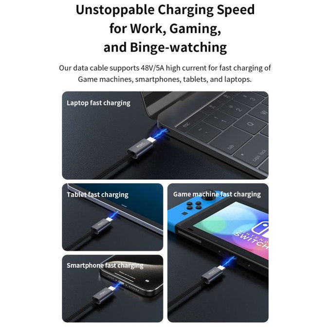 Kabel USB-C / USB-C Extreme Speed, PD 240W, 2m, czarny, Devia