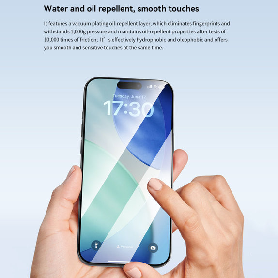 Szkło hartowane FullCover z aplikatorem do iPhone 17, Devia