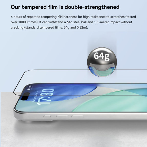 Szkło hartowane FullCover z aplikatorem do iPhone 17 Pro, Devia