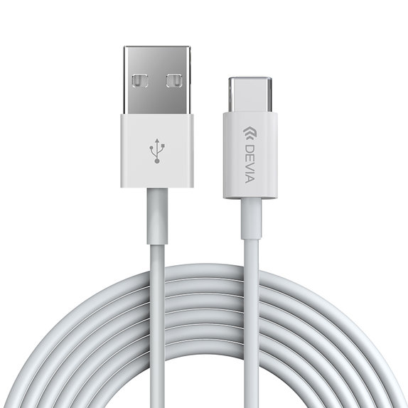 Kabel USB / USB-C Smart, 2.1A, 1m, biały, Devia