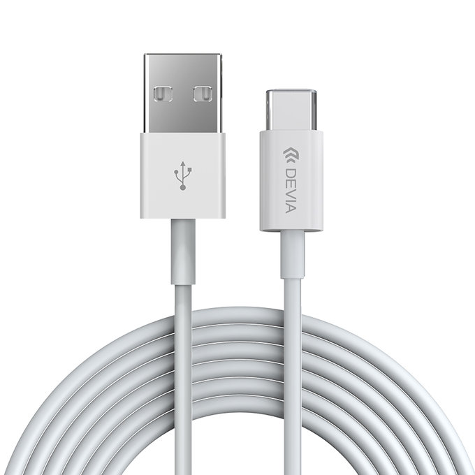 Kabel USB / USB-C Smart, 2.1A, 1m, biały, Devia
