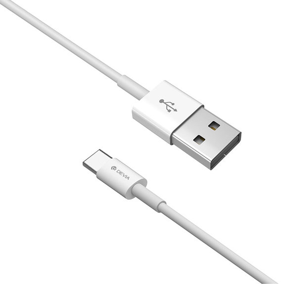 Kabel USB / USB-C Smart, 2.1A, 1m, biały, Devia