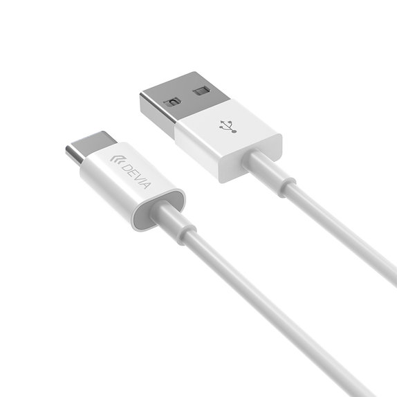 Kabel USB / USB-C Smart, 2.1A, 1m, biały, Devia