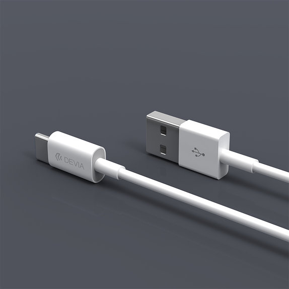 Kabel USB / USB-C Smart, 2.1A, 1m, biały, Devia