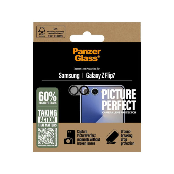 Osłona obiektywu aparatu PicturePerfect do Samsung Z Flip7, Czarne, PanzerGlass