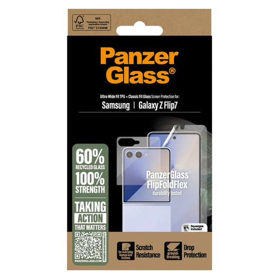 Folia ochronna UWF i szkło hartowane do Samsung Galaxy Z Flip7, Przezroczyste, PanzerGlass