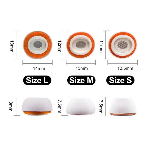 Wymienne silikonowe końcówki douszne do AirPods 1 Pro, 2 Pro, Memory Foam, zestaw (L, M, S), Biały, White