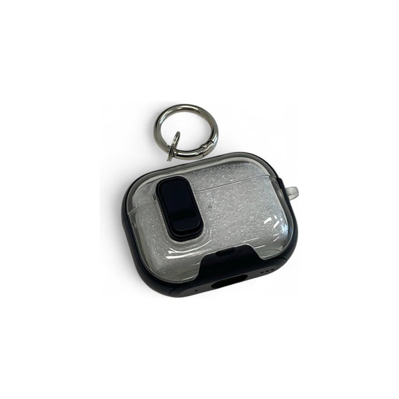 Etui silikonowe z podstawką na telefon i karabińczykiem do AirPods Pro 2, Czarny, Black