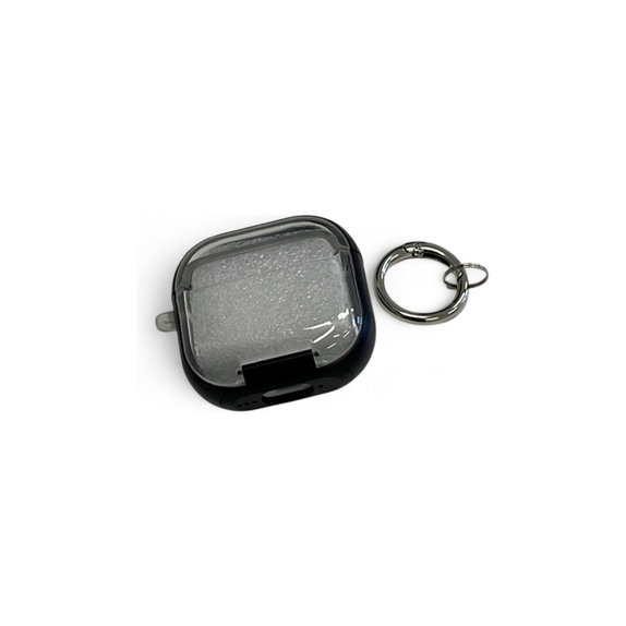Etui silikonowe z podstawką na telefon i karabińczykiem do AirPods 4, Czarny, Black