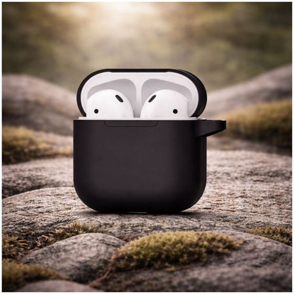 Etui silikonowe do AirPods 1 i 2, Przezroczysty, Czarny, Black