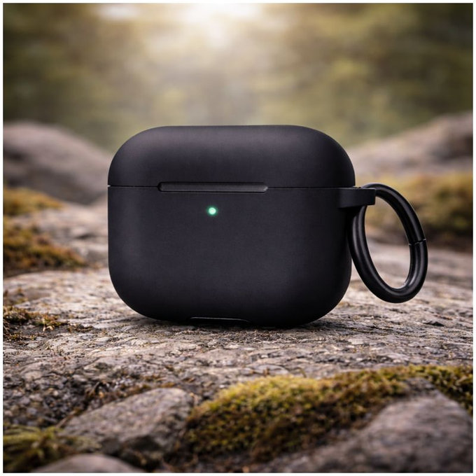 Etui silikonowe do AirPods 4, Przezroczysty, Czarny, Black