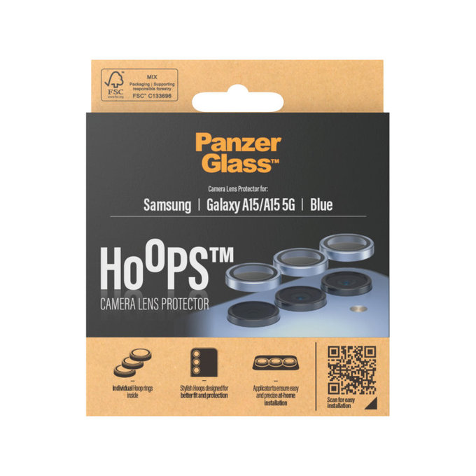 Osłona obiektywu aparatu Hoops do Samsung A15/A15 5G, Niebieskie, PanzerGlass