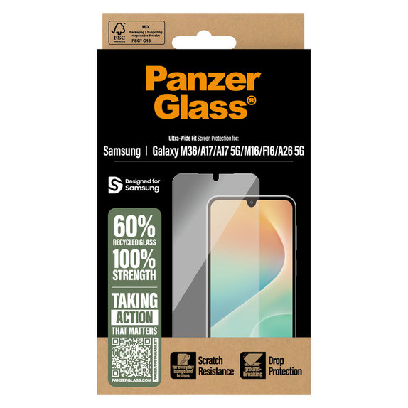 Szkło hartowane UWF do Samsung Galaxy M15 5G/F15 5G/A26 5G/A16/A16 5G, Czarne, PanzerGlass