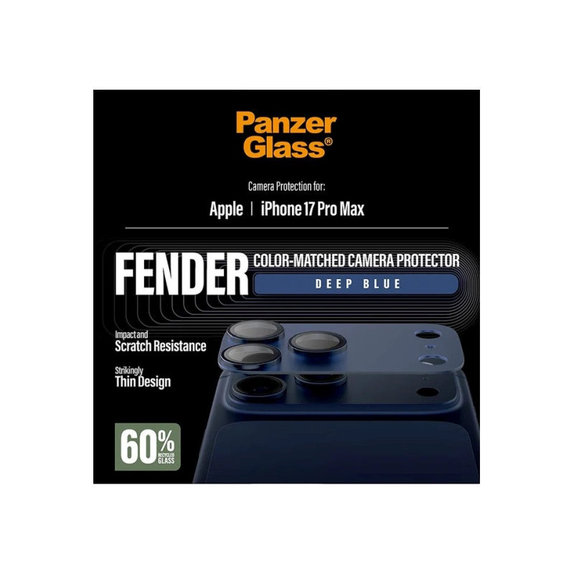 Pierścienie ochronne obiektywu kamery Fender do iPhone 17 Pro Max, Niebieski, PanzerGlass