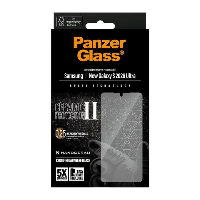 Szkło hartowane UWF Ceramic II z aplikatorem do Samsung S26 Ultra, Przezroczyste, PanzerGlass