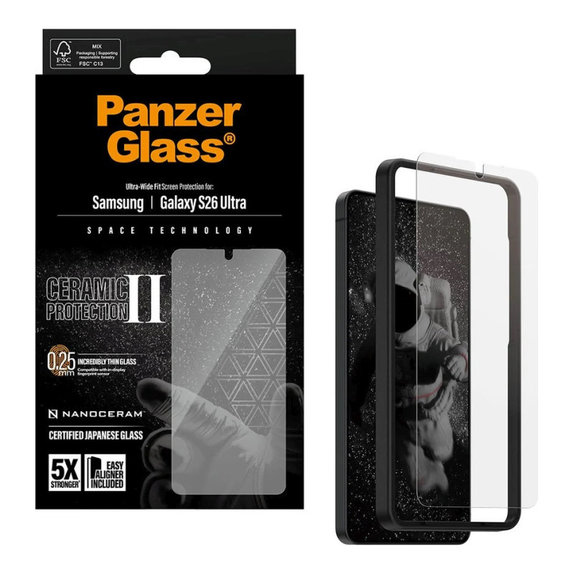 Szkło hartowane UWF Ceramic II z aplikatorem do Samsung S26 Ultra, Przezroczyste, PanzerGlass