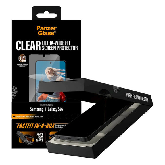 Szkło hartowane UWF z FASTFIT In-A-Box do Samsung S26, Przezroczysty, PanzerGlass