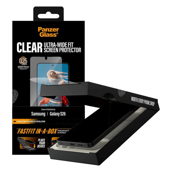 Szkło hartowane UWF z FASTFIT In-A-Box do Samsung S26, Przezroczysty, PanzerGlass