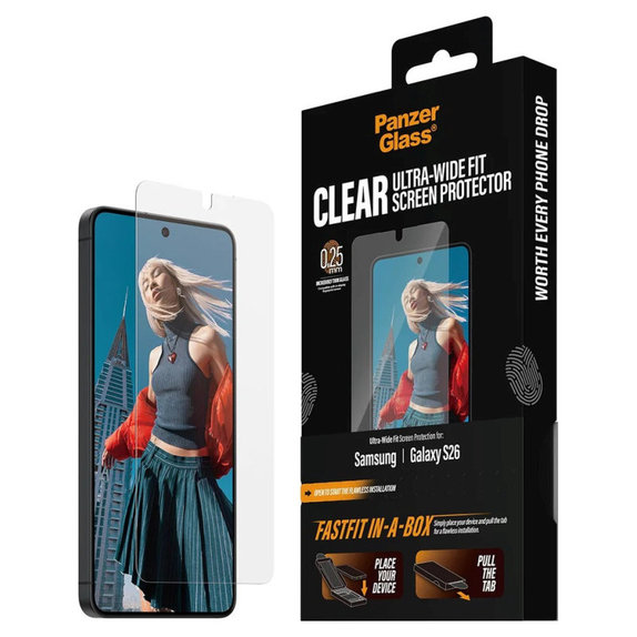 Szkło hartowane UWF z FASTFIT In-A-Box do Samsung S26, Przezroczysty, PanzerGlass