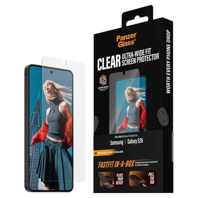 Szkło hartowane UWF z FASTFIT In-A-Box do Samsung S26, Przezroczysty, PanzerGlass