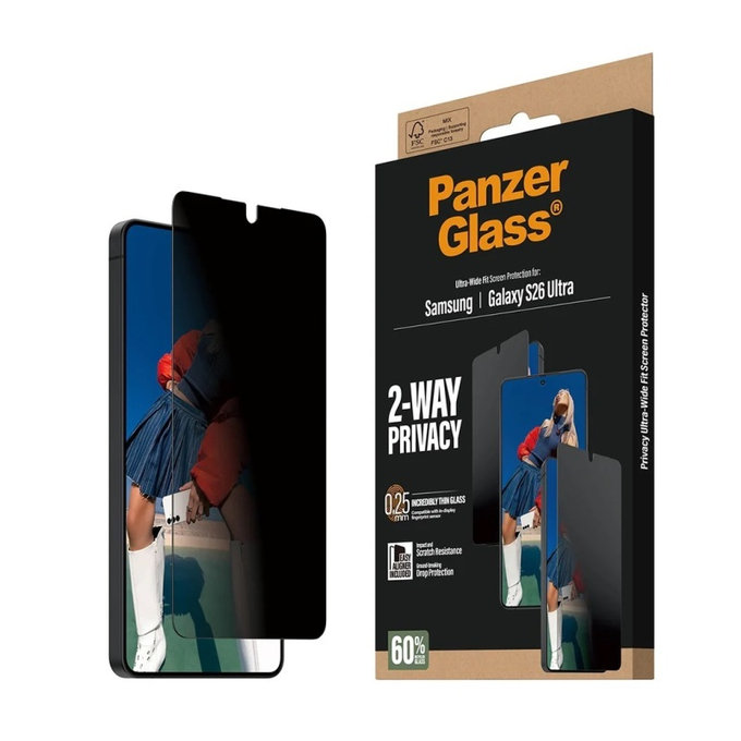 Szkło hartowane UWF 2-Way Privacy z aplikatorem do Samsung Galaxy S26 Ultra, przezroczyste, clear, PanzerGlass