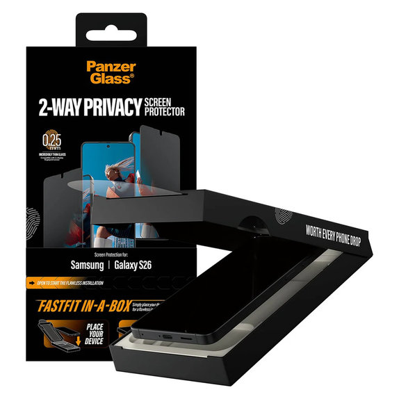 Szkło hartowane UWF 2-Way Privacy z FASTFIT In-A-Box do Samsung Galaxy S26, Przezroczyste, PanzerGlass