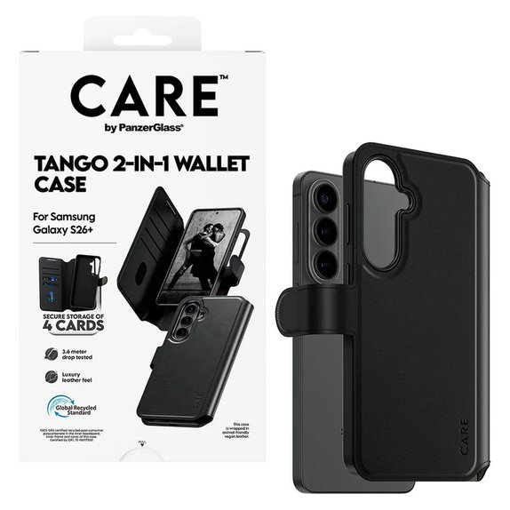 Etui Tango Wallet Two-In-One z QI do Samsung Galaxy S26+, Czarne, PanzerGlass
