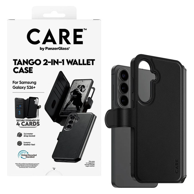 Etui Tango Wallet Two-In-One z QI do Samsung Galaxy S26+, Czarne, PanzerGlass