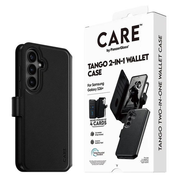 Etui Tango Wallet Two-In-One z QI do Samsung Galaxy S26+, Czarne, PanzerGlass