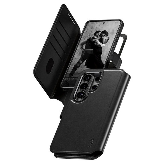 Etui Wallet Tango Two-In-One z QI do Samsung S26 Ultra, Czarny, CARE