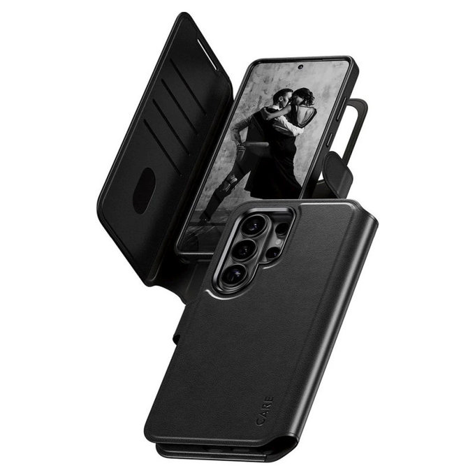 Etui Wallet Tango Two-In-One z QI do Samsung S26 Ultra, Czarny, CARE